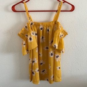 Yellow off the shoulder shirt